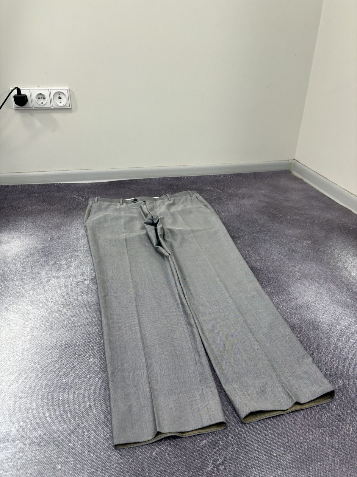 Corneliani Corneliani Men’s Birdseye Pattern Gray Wool Silk Dress Pants Size US 36 / EU 52 - 4 Thumbnail