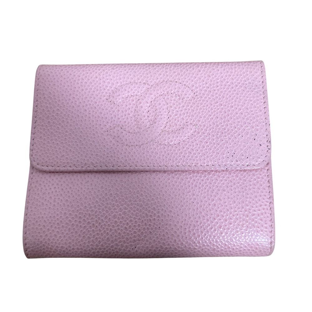 Chanel Chanel Chanel Coco Mark Caviar Skin Tri-fold Wallet Leather Short Wallet DUTY FREE for USA Size ONE SIZE - 1 Thumbnail