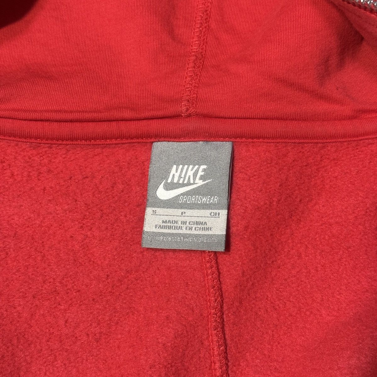 Nike × Vintage Vintage 90s Nike Big Swoosh Red Zip Up Hoodie Women’s S Y2K Size US S / EU 44-46 / 1 - 6 Thumbnail