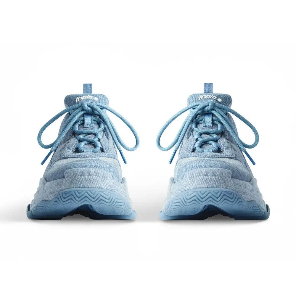 Balenciaga o1w1db10526 Triple S Denim Sneakers in Blue Size US 11 / EU 44 - 3 Thumbnail
