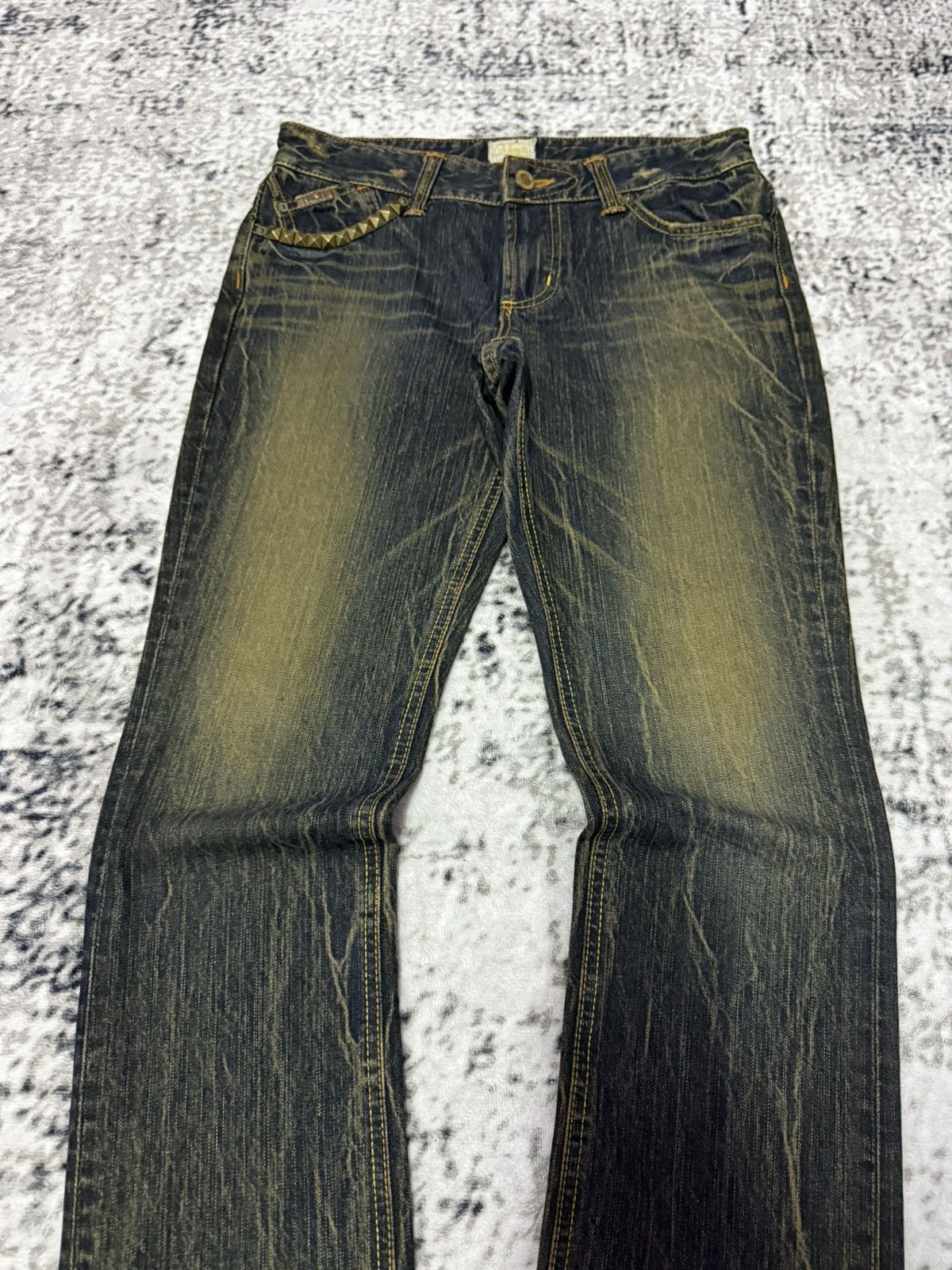 Junya Watanabe Vintage Edwin Venus Mud Wash Studded Flare Jeans Low Rise Size US 28 / EU 44 - 3 Thumbnail