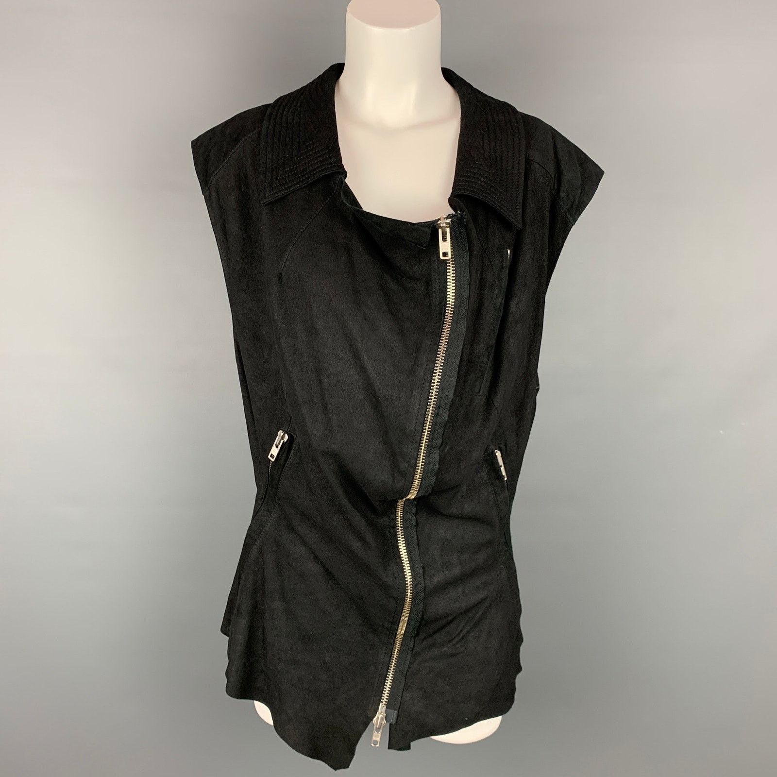 Haider Ackermann HAIDER ACKERMANN Size S Black Suede Zip Up Vest Size S / US 4 / IT 40 - 1 Thumbnail