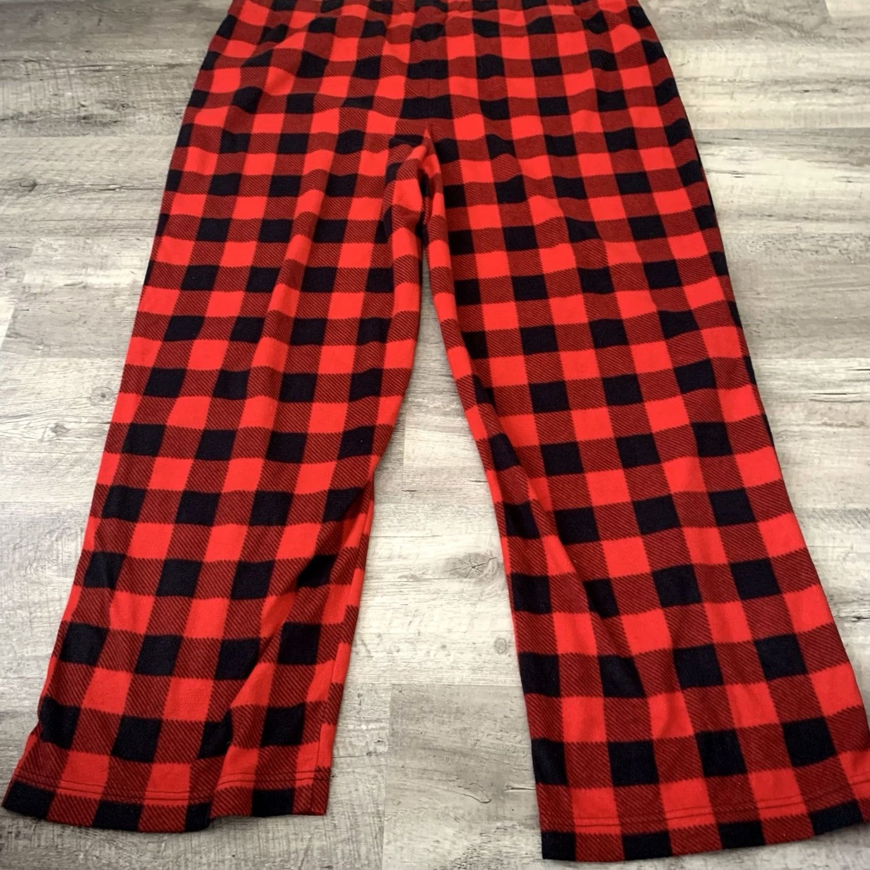 Vintage WONDERSHOP Fleece Pants Mens 3XL Red Black Buffalo Plaid Pajama Pants Lounge Sleepwear Winter Holiday Classic Elastic Waist Machine Washable Size US 39 - 5 Thumbnail