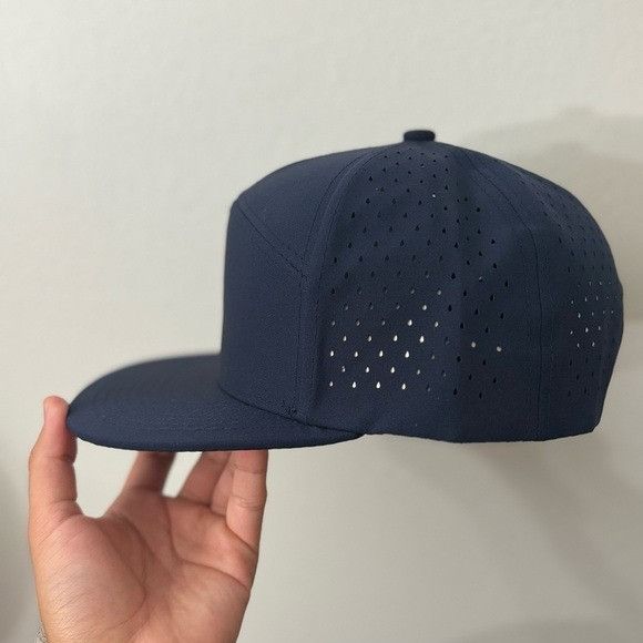 Designer NEW 7 PANEL CAMPER LASER CUT MESH GOLFER NAVY HAT Size ONE SIZE - 5 Thumbnail