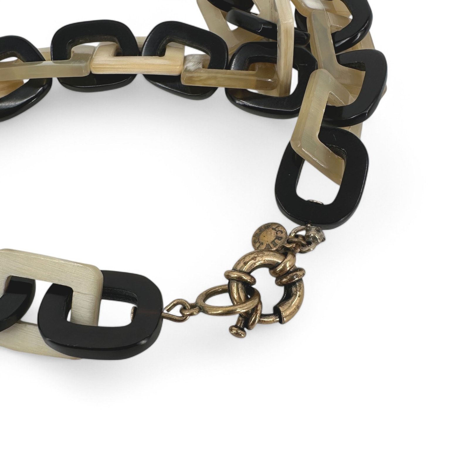 J.Crew J Crew Acrylic Link Long Necklace Black and Beige Statement Size ONE SIZE - 5 Thumbnail