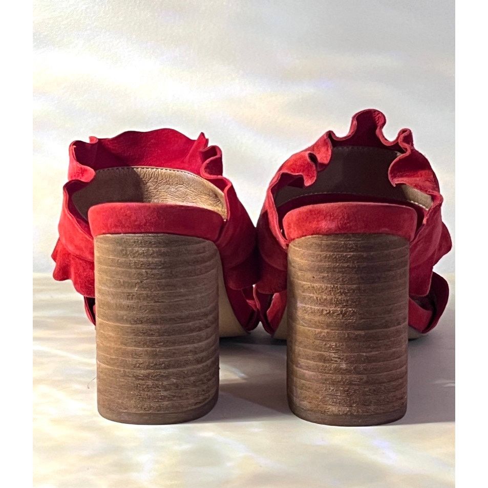 Free People Free People Rosie Ruffle Stacked Heel Red Size EU 37 US 6.5 Size US 6.5 / IT 36.5 - 4 Thumbnail
