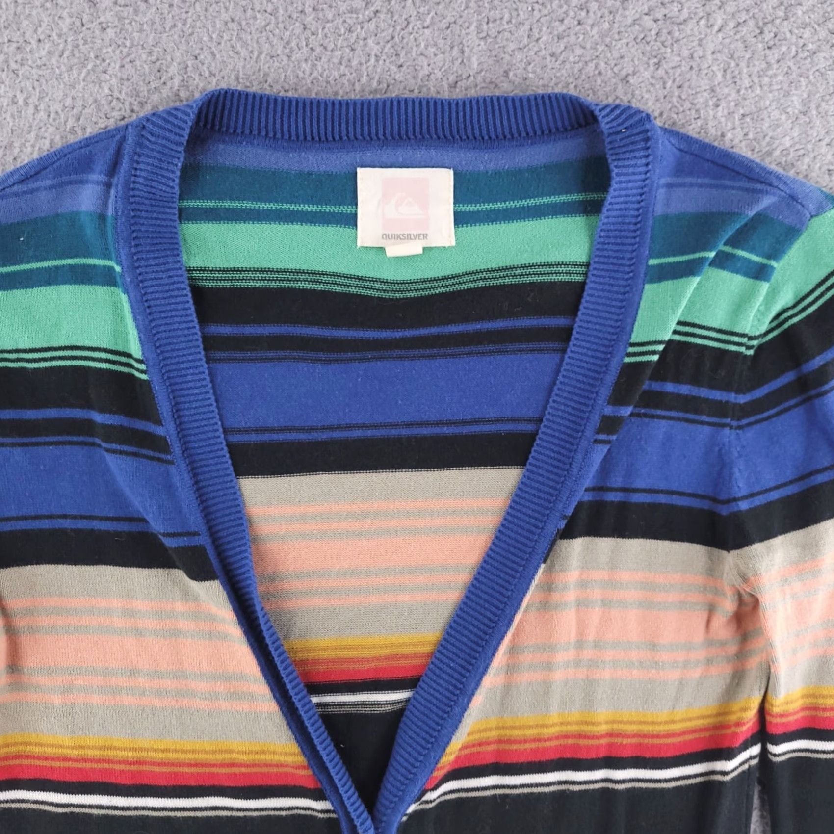 Quiksilver Quiksilver Cardigan Sweater Womens Small Knit Button Front Stripe Multicolor Colorful Long Sleeve Size S / US 4 / IT 40 - 4 Thumbnail