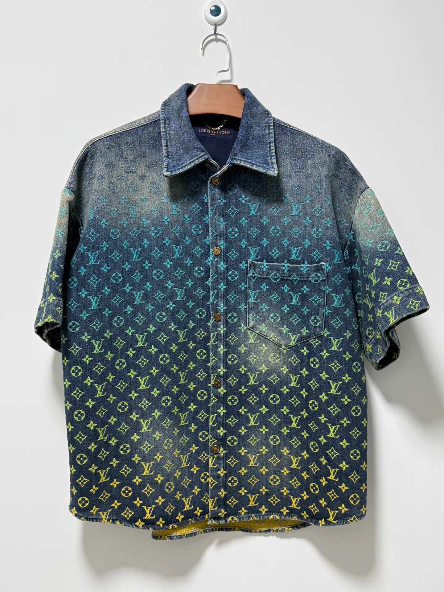 Louis Vuitton Blue Patterned Short Sleeve Button-Up Shirt Size US L / EU 52-54 / 3 - 1 Thumbnail