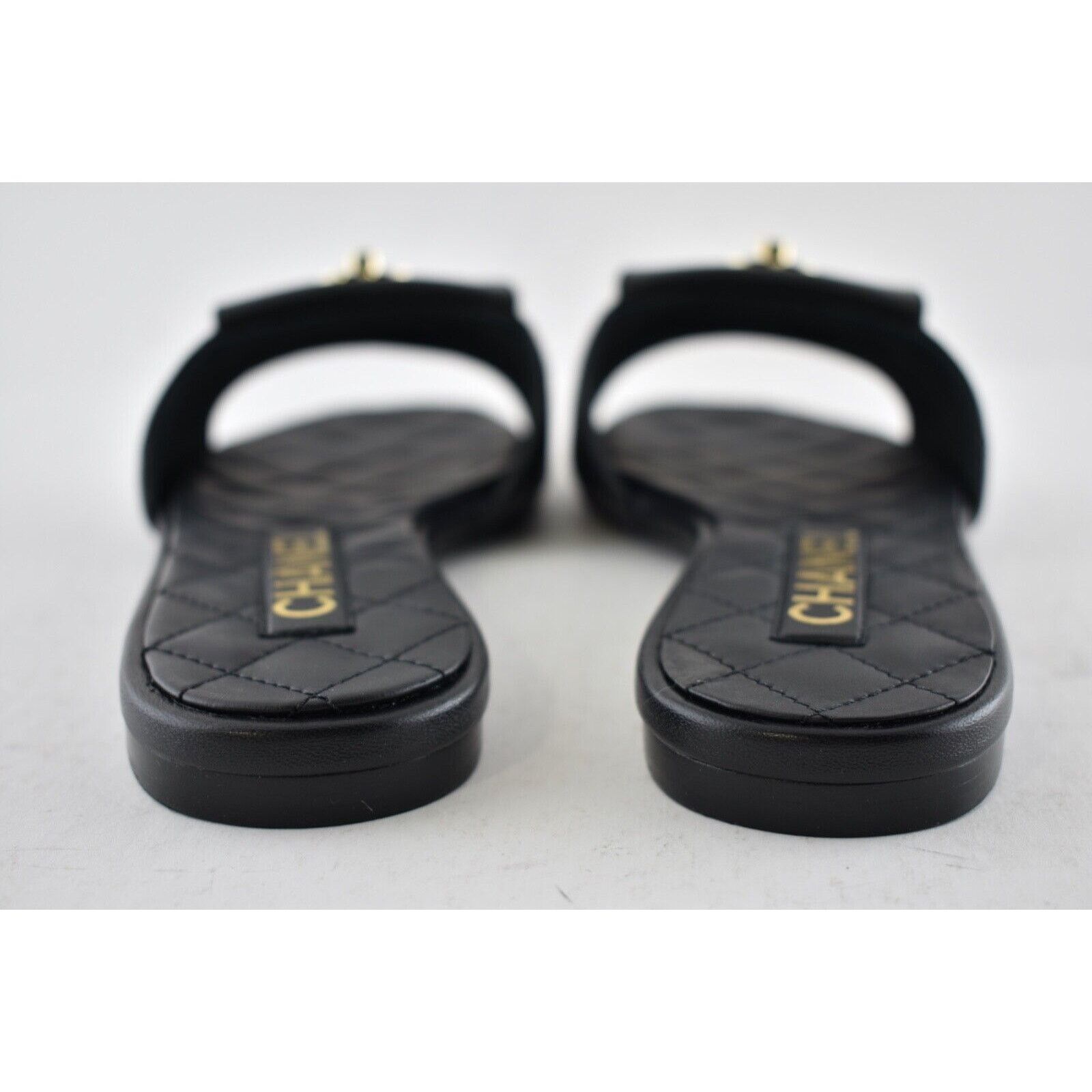 Chanel Chanel REV Black Turnlock Quilted Gold CC Logo Mules Slide Size US 5.5 / IT 35.5 - 11 Thumbnail