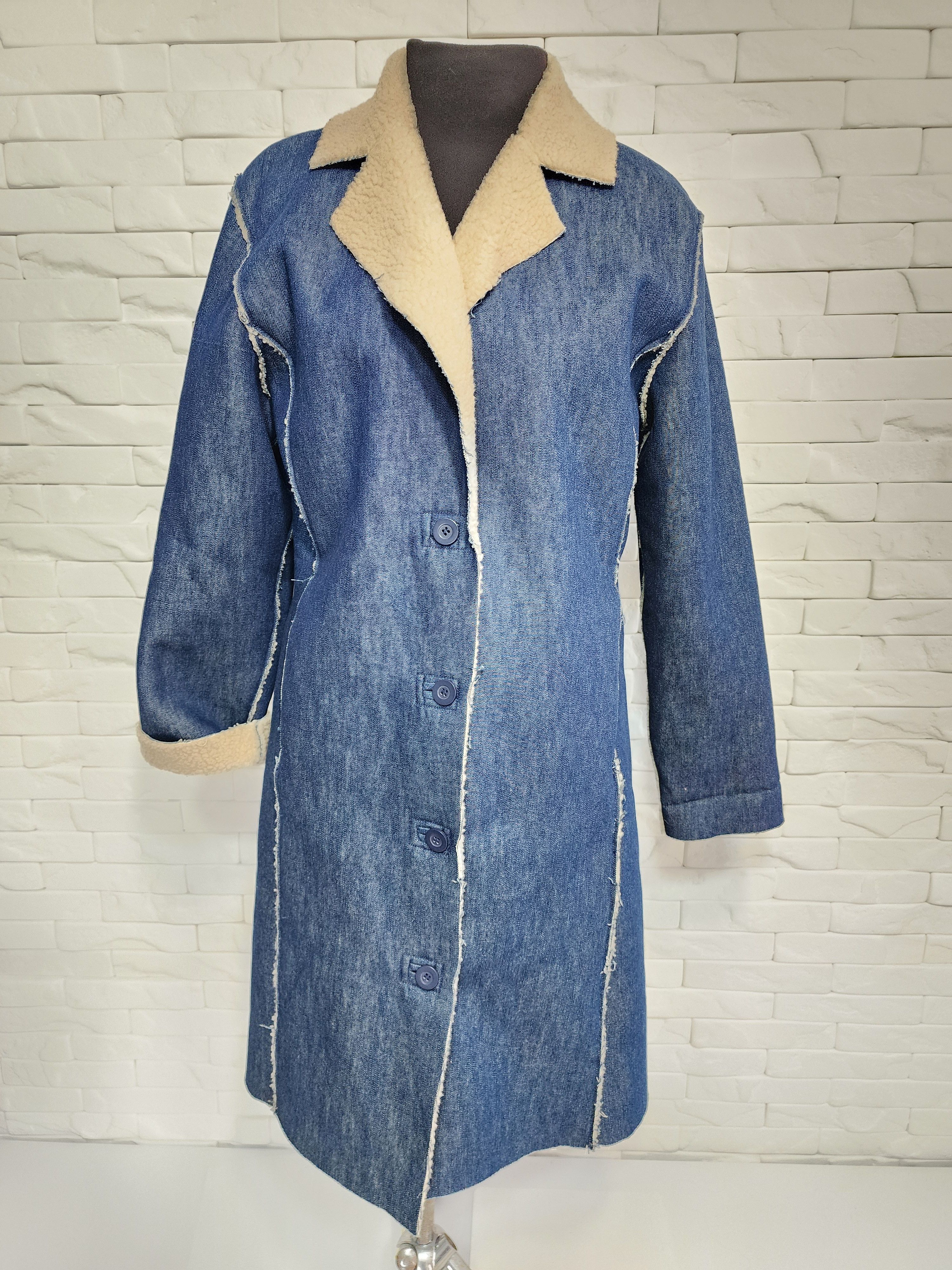 Denim & Co. Blue Long Denim Jacket: Faux Fur. Classic Women's Style Size XL / US 12-14 / IT 48-50 - 1 Thumbnail