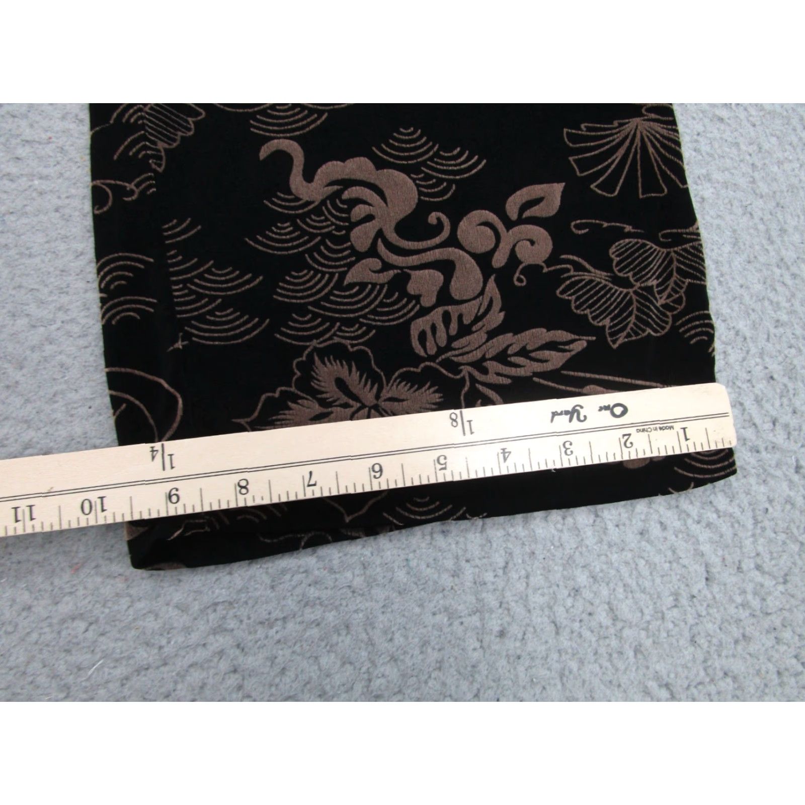 Velvet VINTAGE Slinky Pants Womens L Black Beige Whims Goth Velvet Floral y2k Boho Wide Size 36" / US 14 / IT 50 - 5 Thumbnail