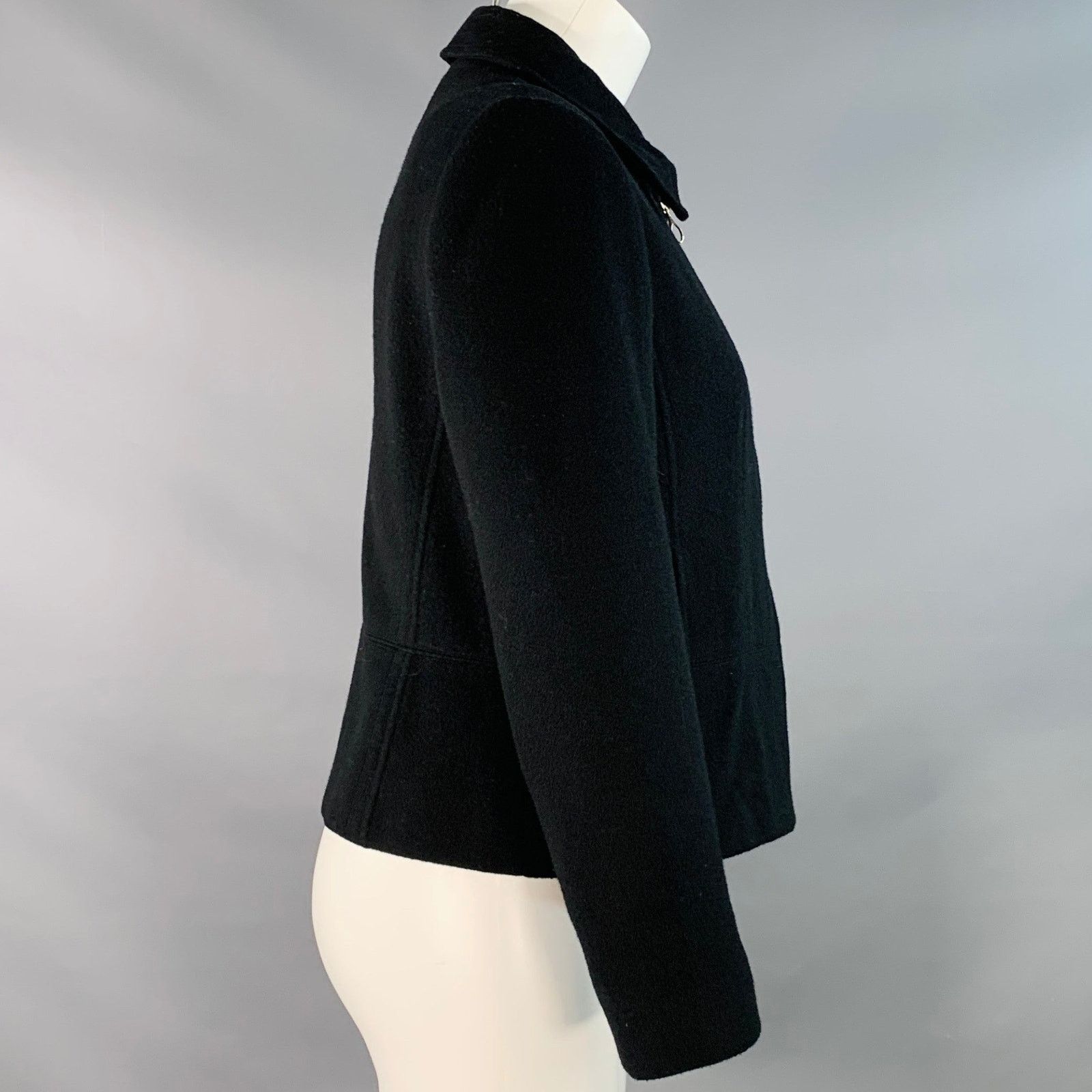 Other LOUBEN Size 4 Black Wool Blend Zip Up Jacket Size S / US 4 / IT 40 - 2 Thumbnail
