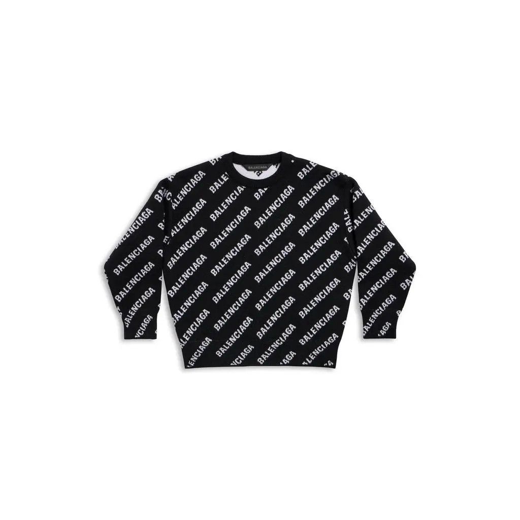 Balenciaga o1srvl11e0825 Size: 2 / KIDS Bal Horizontal Allover Sweater Size US XXS / EU 40 - 1 Thumbnail