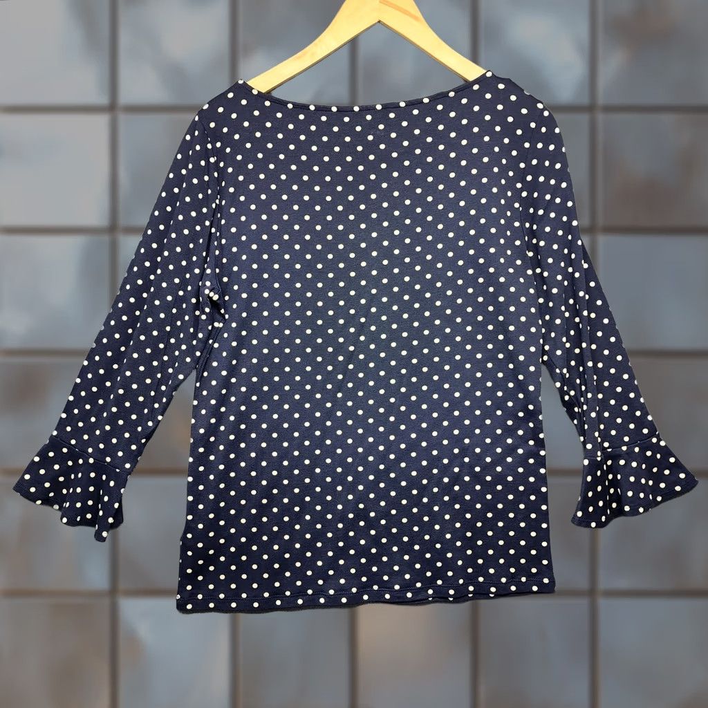 Ralph Lauren Ralph Lauren LRL Top Womens XL Blue Polka Dot Ruffle Sleeve Pullover Size XL / US 12-14 / IT 48-50 - 1 Thumbnail