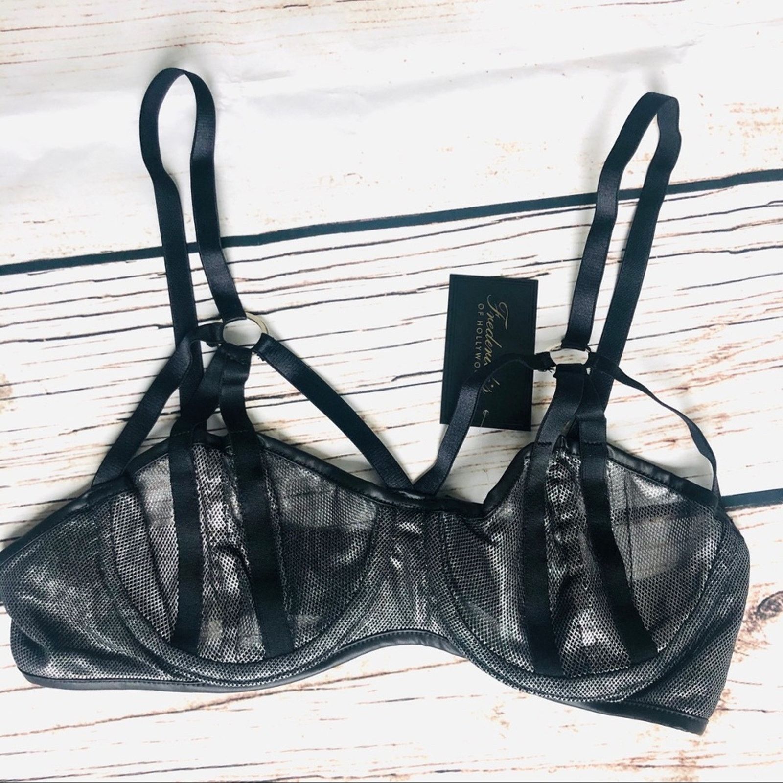 Other NEW Frederick's of Hollywood Zarra Metallic Mesh Bra Panty Size ONE SIZE - 3 Thumbnail