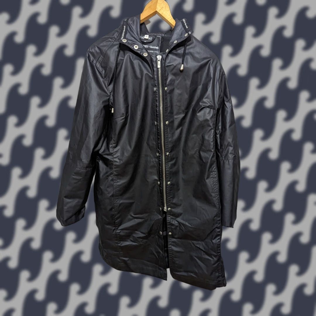 Ilse Jacobsen Ilse Jacobsen Hornbaek Womens Raincoat Coat Long Hooded Full Zip Black Rubbercoated Jacket Size M / US 6-8 / IT 42-44 - 1 Thumbnail