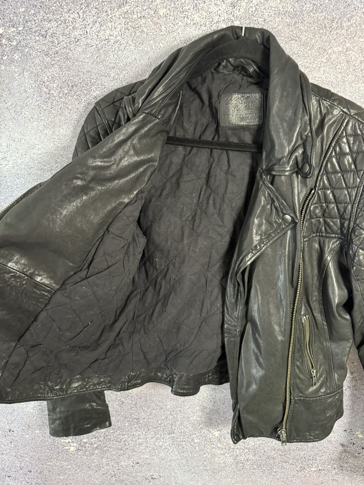 Allsaints All Saints Leather Jacket Women’s Uk 14 Black Lamb Papin Size L / US 10 / IT 46 - 18 Thumbnail