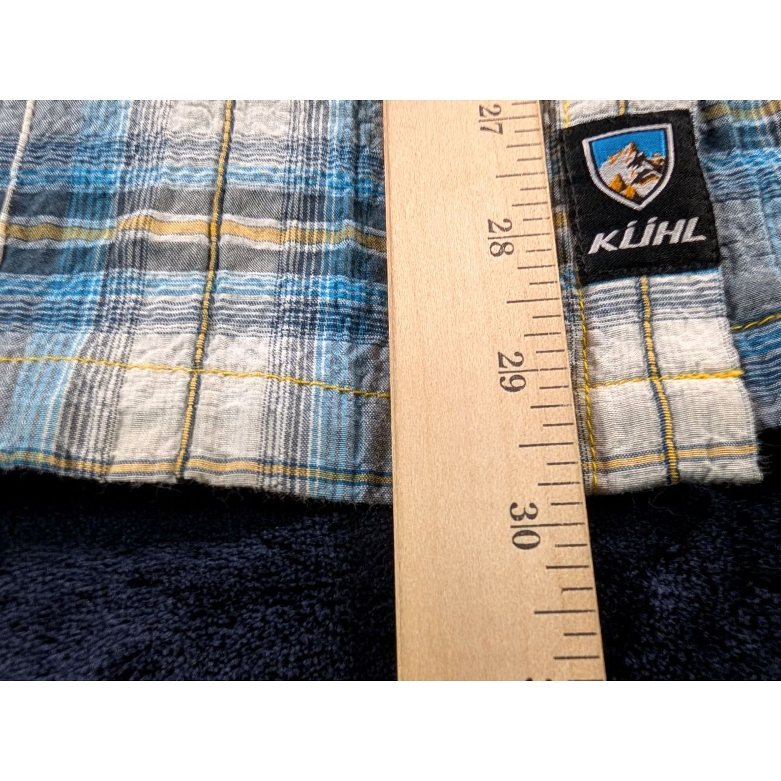 Vintage Kuhl Shirt Mens Large Gray Blue Plaid Button Up Chambray Hiking Outdoors Utility Shirt Size US L / EU 52-54 / 3 - 6 Thumbnail