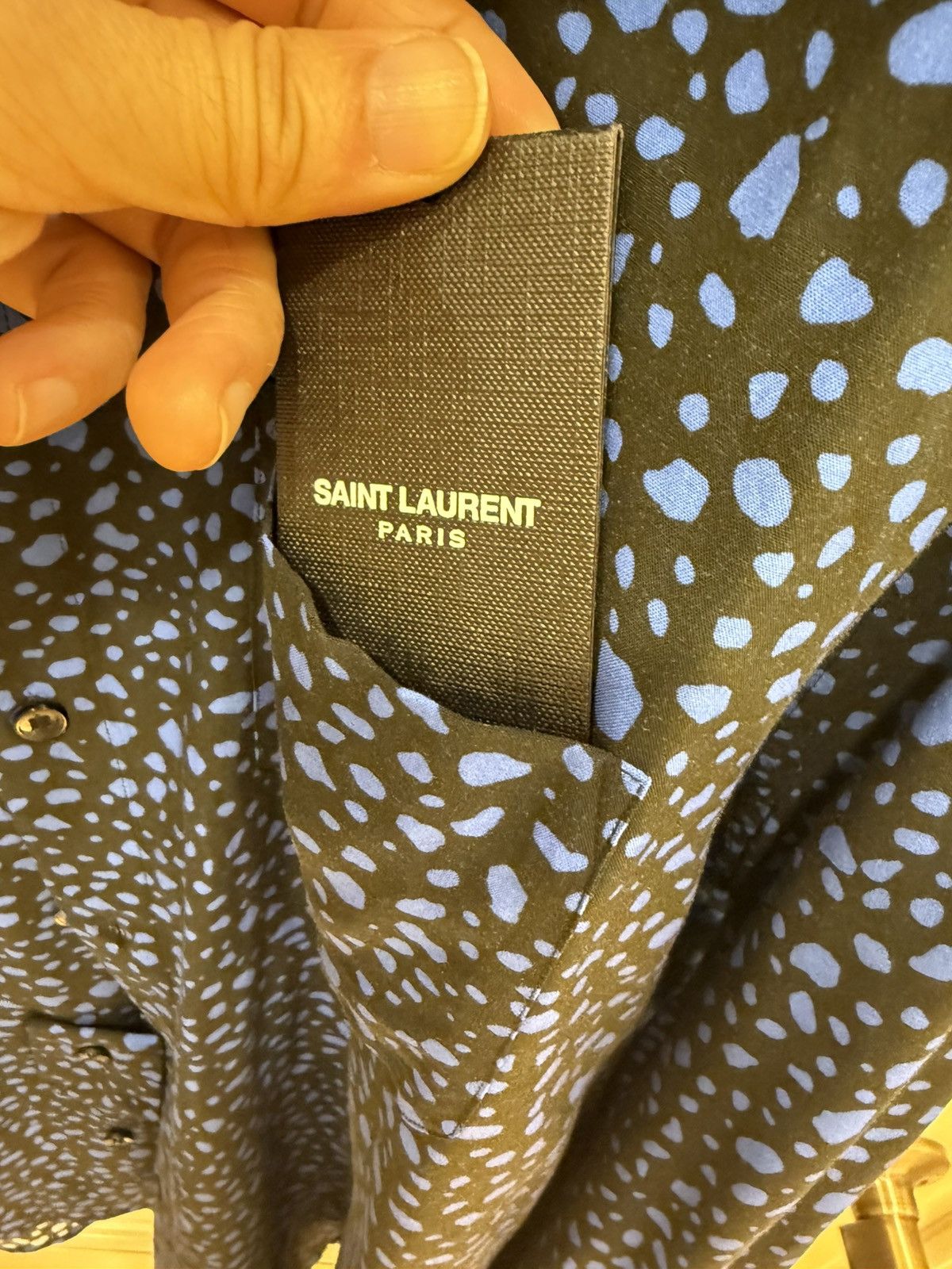 Saint Laurent Paris Black and blue leopard print collar size40 Size US M / EU 48-50 / 2 - 18 Thumbnail