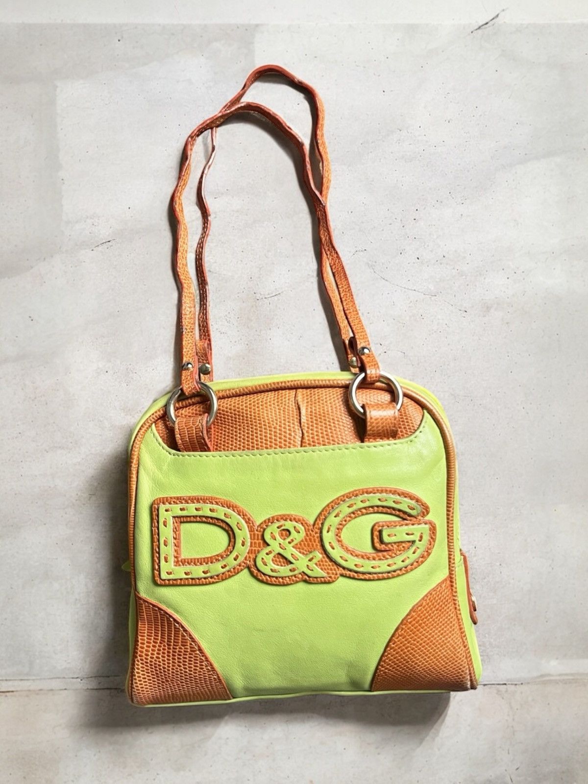 Dolce & Gabbana D&G Logo Green & Orange Handbag