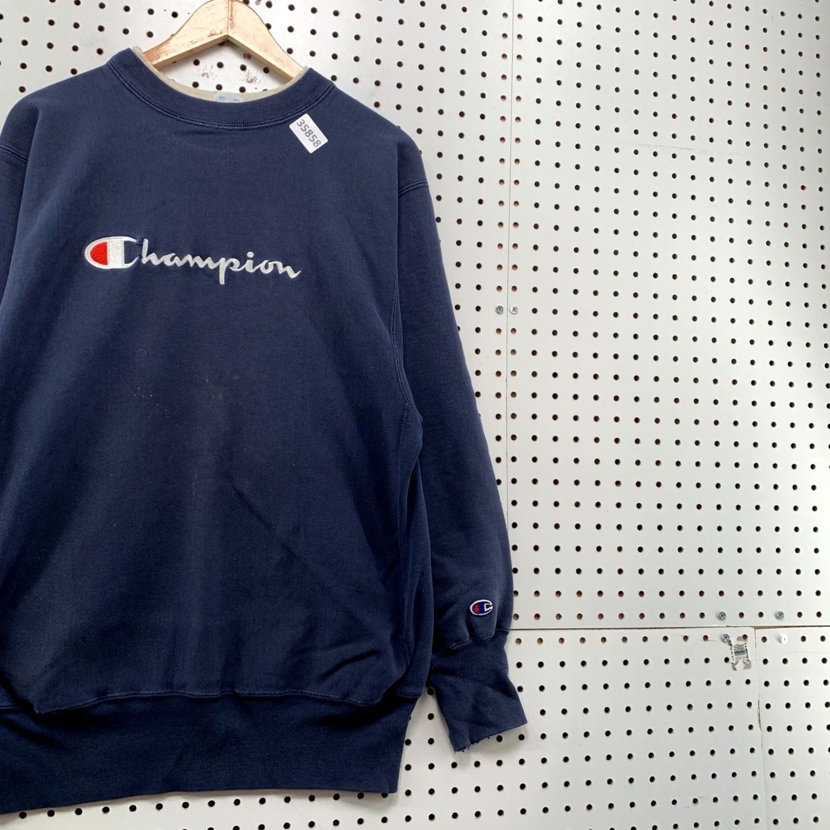Champion VINTAGE Champion Sweatshirt Mens XL Blue Reverse Weave 90s SpellOut Distressed Size US XL / EU 56 / 4 - 4 Thumbnail