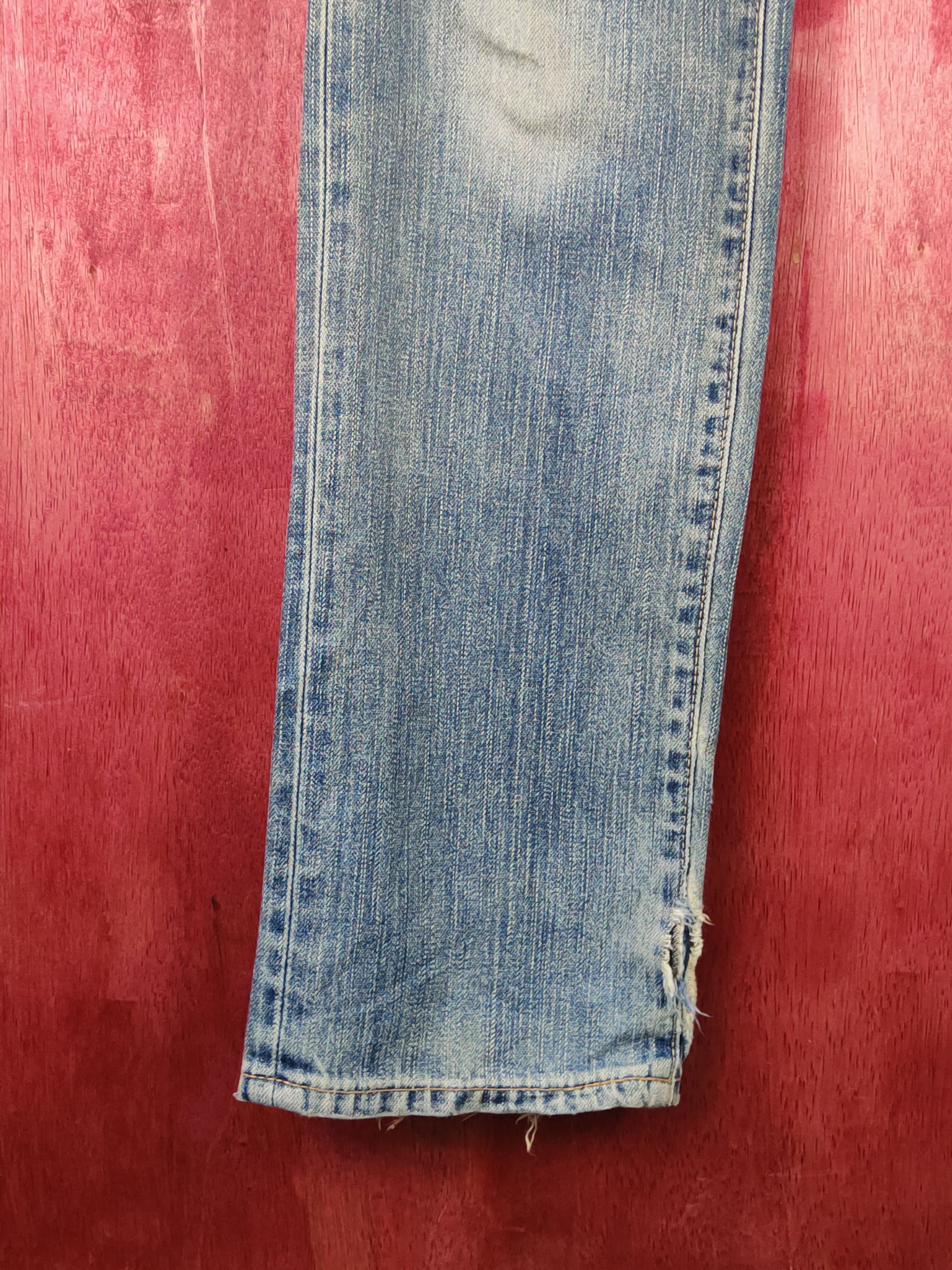 Japanese Brand Wrangler Blue Faded Distressed Ripped Jeans #S1631 Size US 28 / EU 44 - 6 Thumbnail