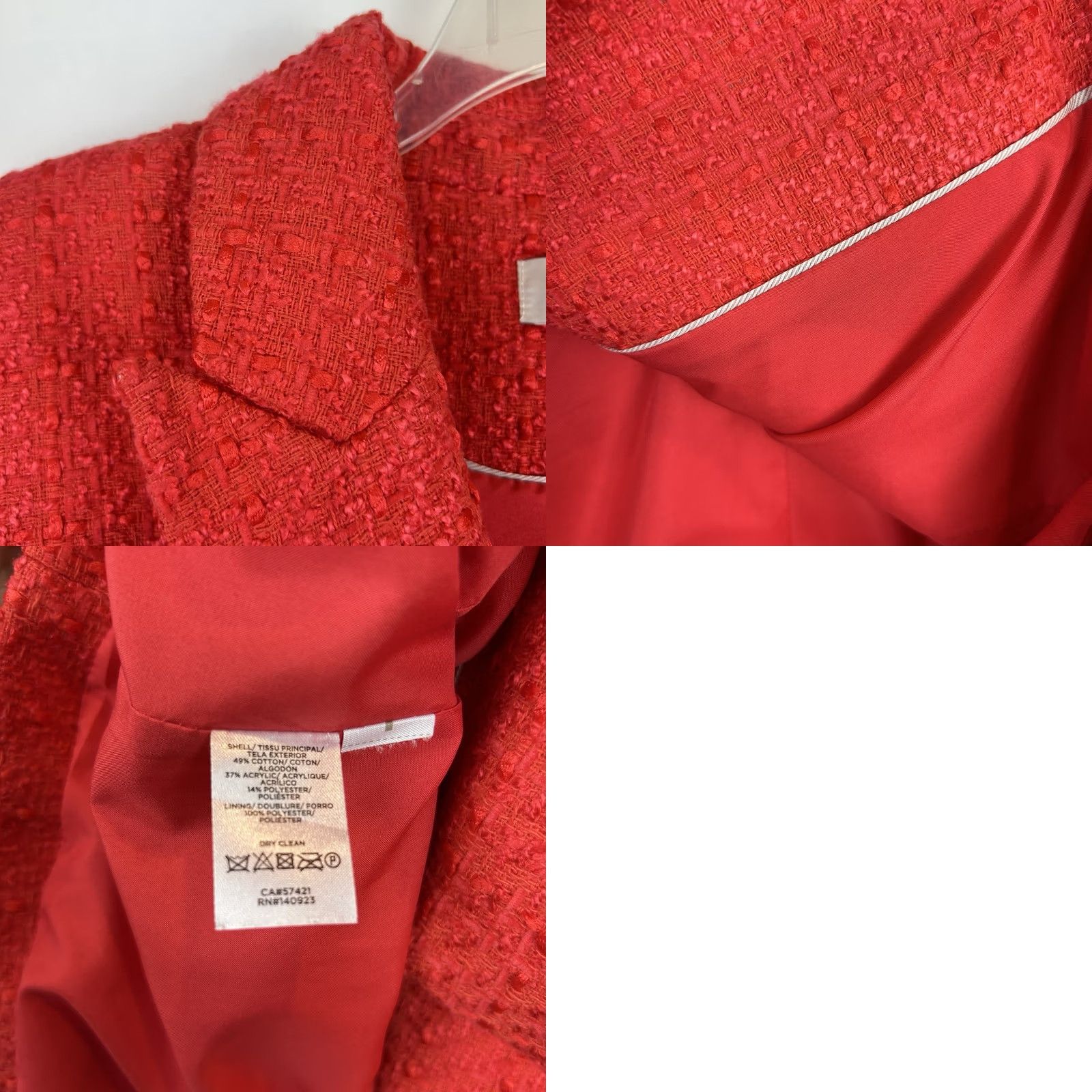 Ann Taylor Ann Taylor Loft Blazer Women 4 Salmon Tweed Preppy Old Money Corpcore Casual Business Button Long Sleeve Collared Lined Pockets Red Elegant Office Size S / US 4 / IT 40 - 8 Thumbnail