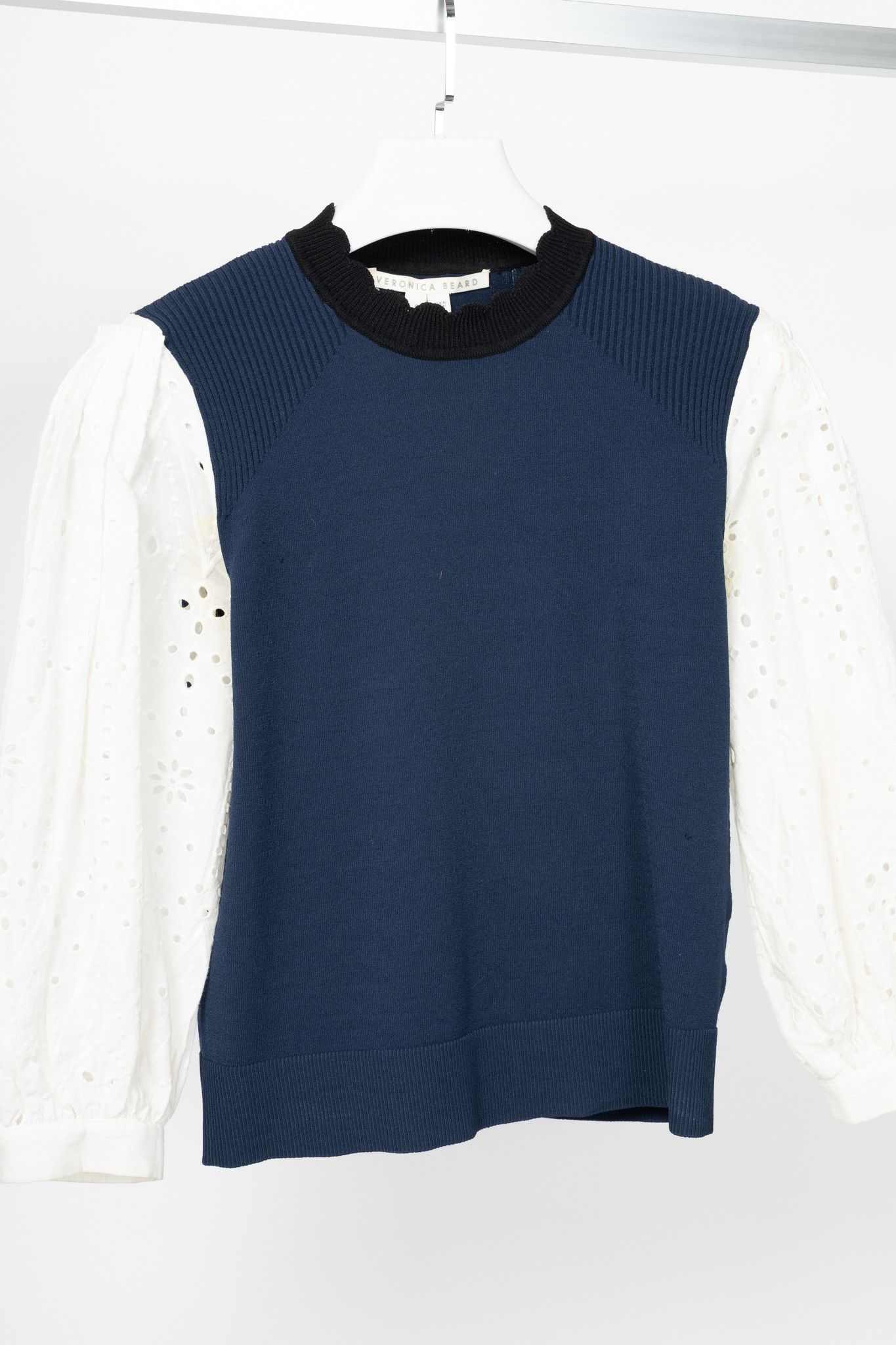 Veronica Beard Veronica Beard Roy Navy Mix-Media Sweater Size S / US 4 / IT 40 - 3 Thumbnail