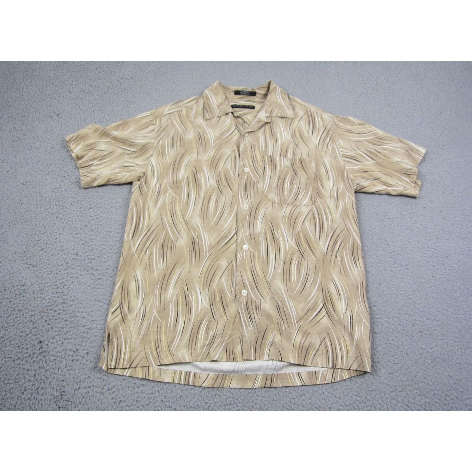 Geoffrey Beene Geoffrey Beene Shirt Mens M Brown Silk Vintage Collar Button-Up Short Sleeve Geometric Pattern Camp Hawaii Size US M / EU 48-50 / 2 - 2 Thumbnail