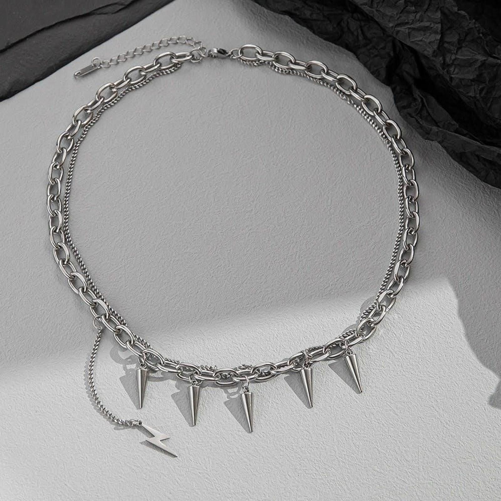 Jewelry Punk Rivet Spiked Necklace Size ONE SIZE - 3 Thumbnail