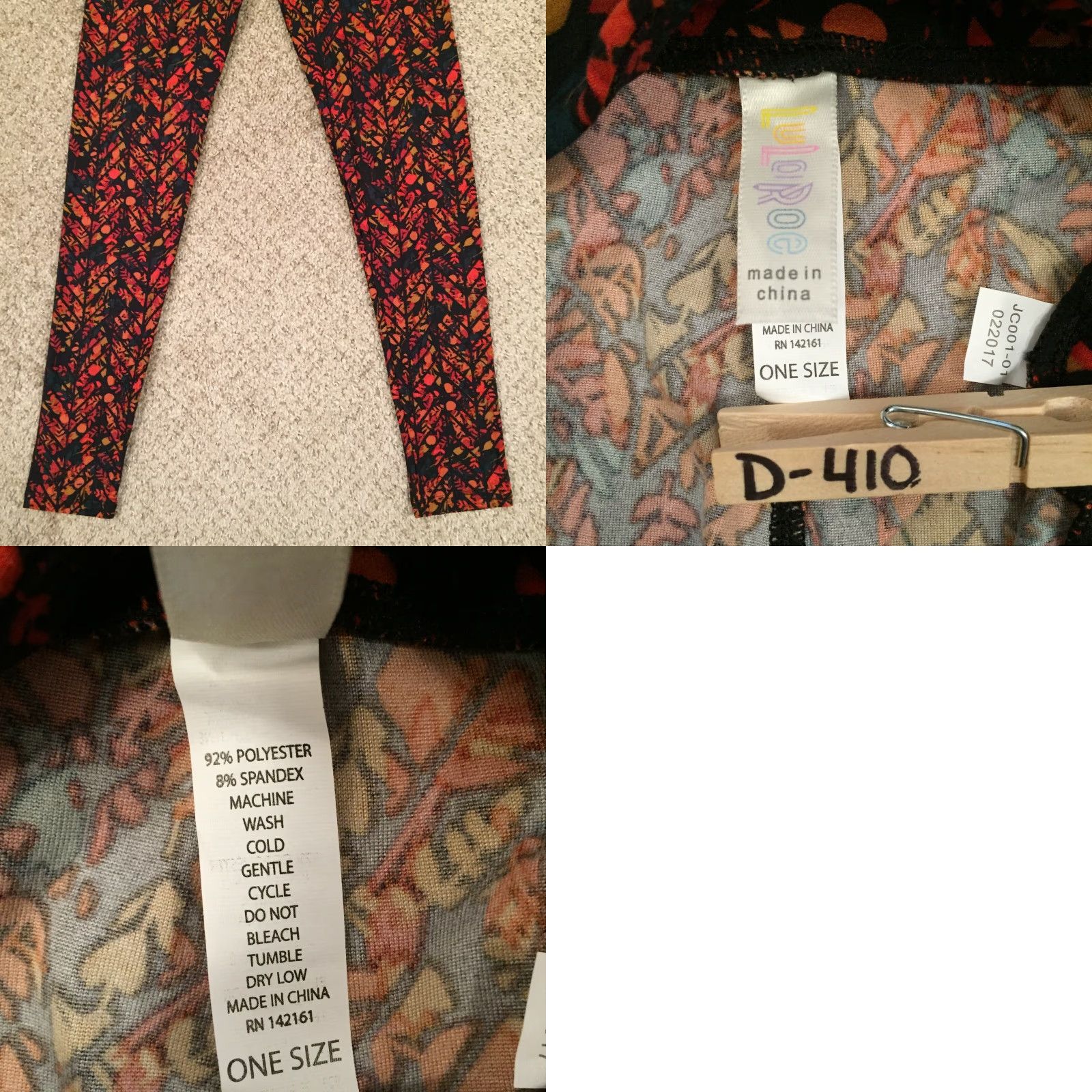 Vintage LuLaRoe Leggings One Size OS Black Orange Floral NWOT Size 42" / US 20 - 8 Thumbnail