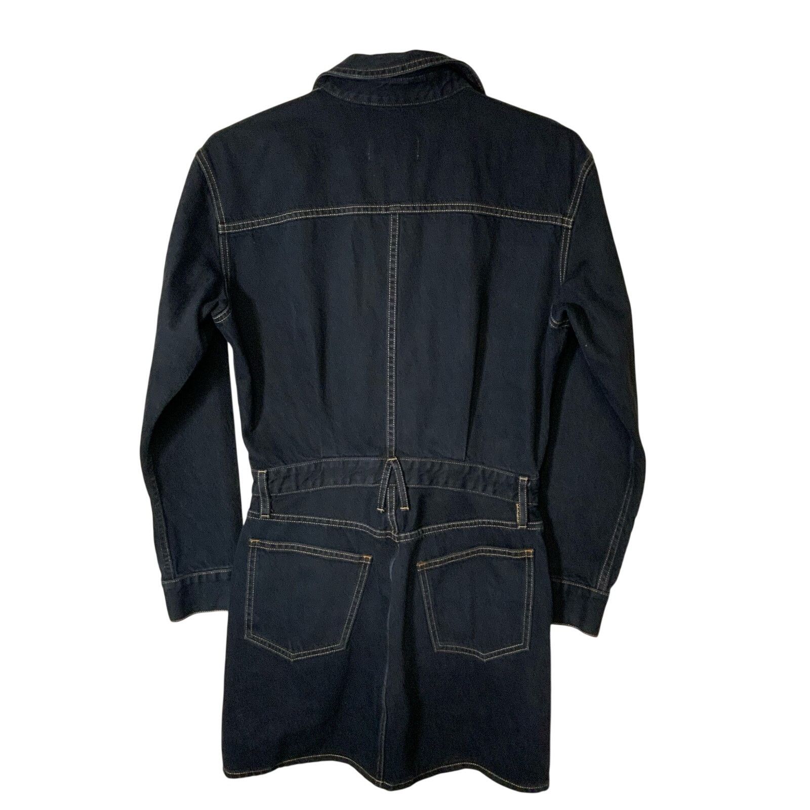 Unknown London Silverlake Jagger Denim Shirt Mini Dress Black Womens Size L Size L / US 10 / IT 46 - 2 Thumbnail