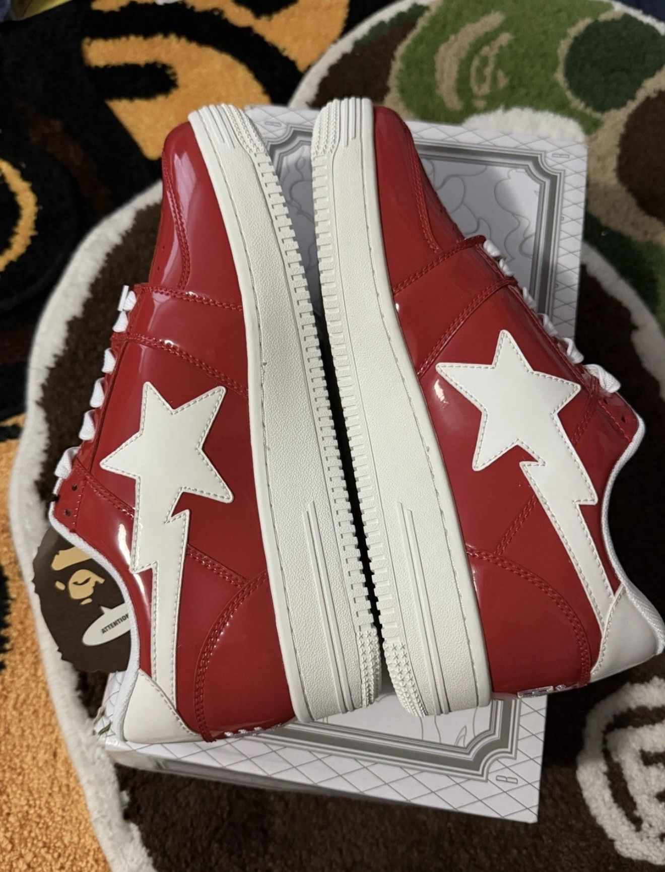 Bape Bape Stas Patent Red Lows Size 9.5 Size US 9.5 / EU 42-43 - 2 Thumbnail