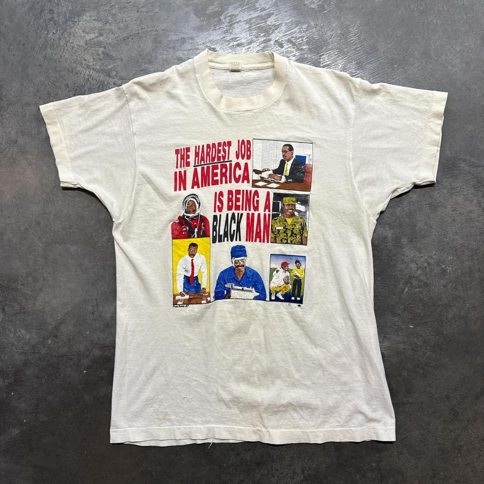 Vintage Vintage 80s The Hardest Job African American Graphic T-Shirt Size US L / EU 52-54 / 3 - 1 Thumbnail