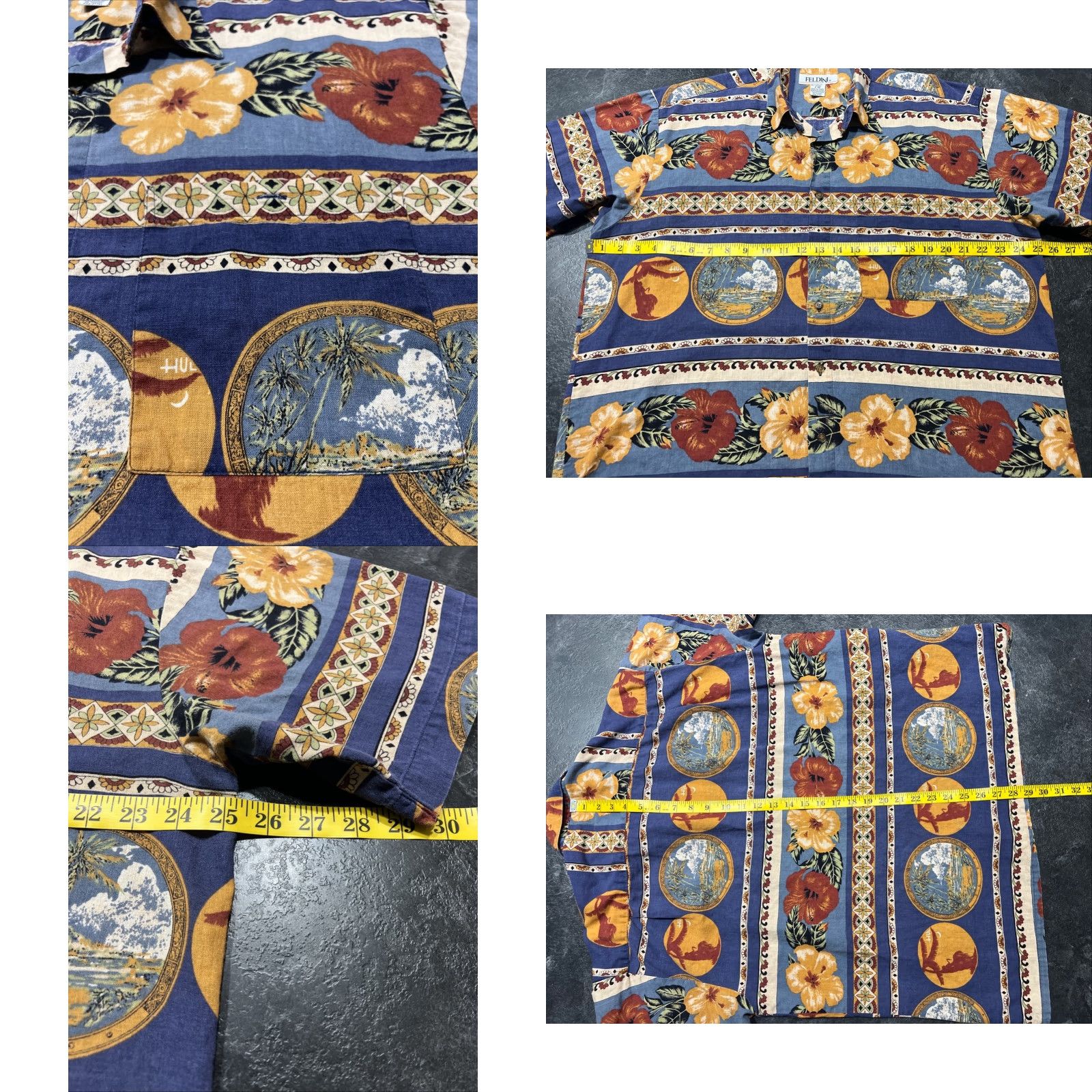 Vintage Feldini Button-Up Shirt Men L Blue Floral Short Sleeve Hawaiian Tropical Casual Shirt Regular Size US L / EU 52-54 / 3 - 8 Thumbnail
