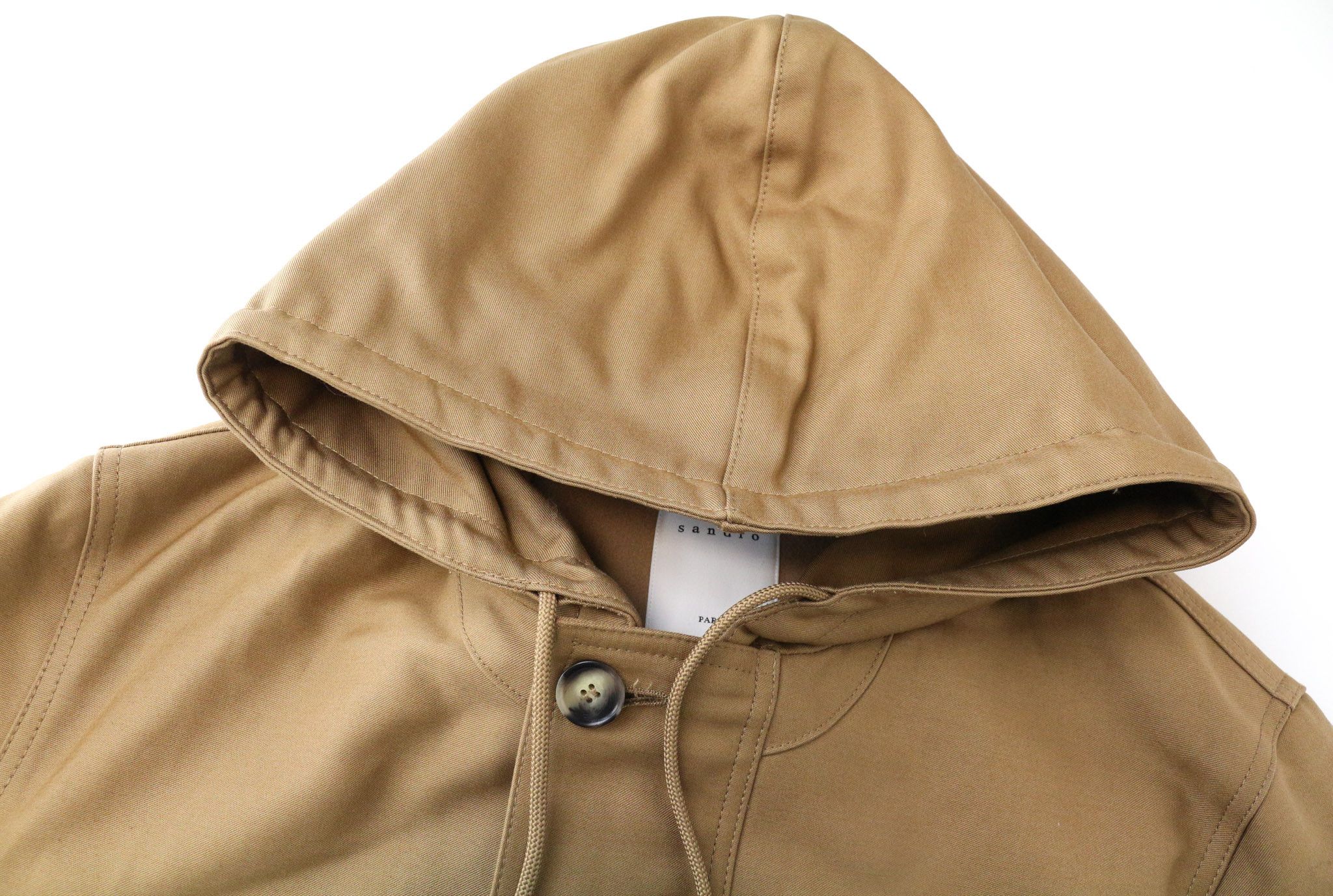 Sandro L Camel Brown Cotton Hooded Jacket 74518 Size US L / EU 52-54 / 3 - 3 Thumbnail