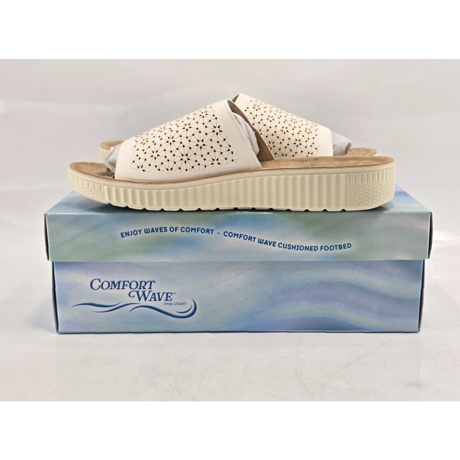 Vintage Easy Street Ivey Slide Sandal Women White 9.5W - Casual Comfort Slide Shoe Size US 10 / IT 40 - 5 Thumbnail
