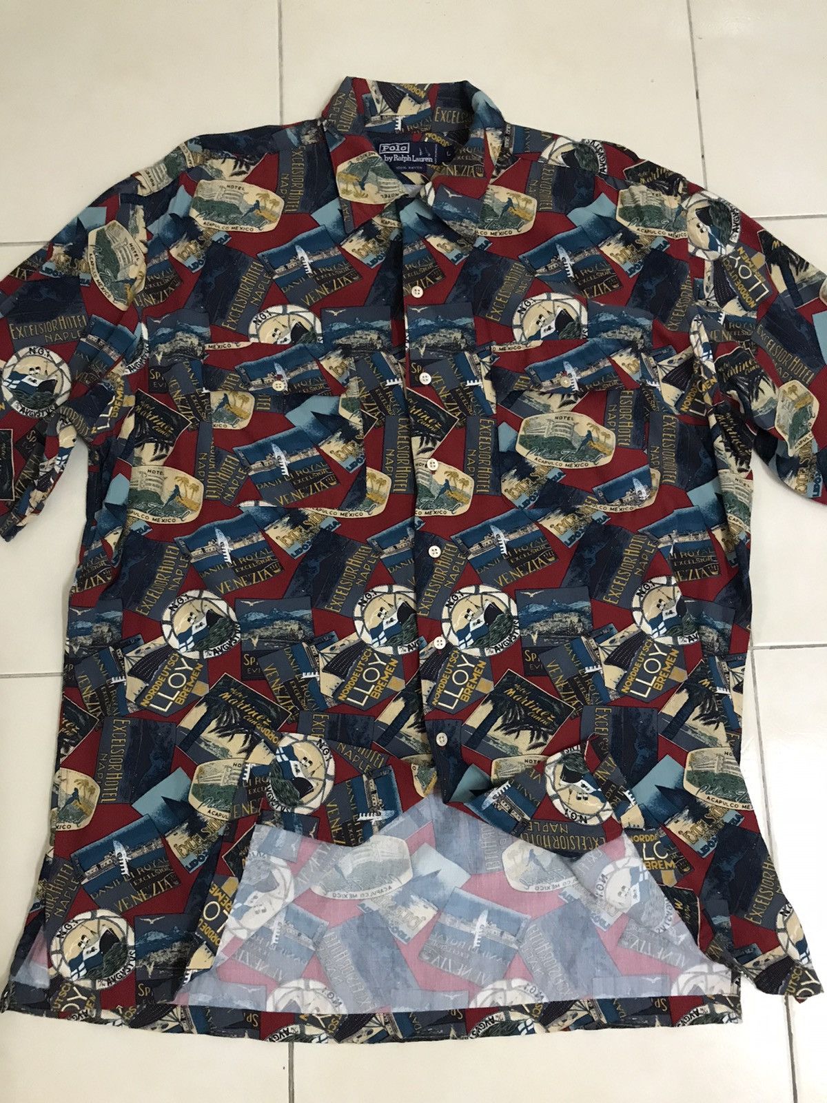Polo Ralph Lauren × Vintage Vintage Polo Ralph Lauren Overprint All Hawaiian Shirt Rayon Size US L / EU 52-54 / 3 - 6 Thumbnail