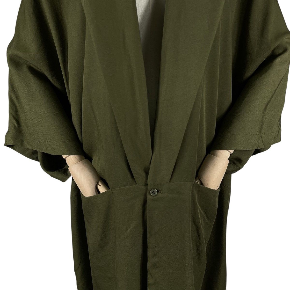 Limi Feu LIMI FEU Yohji Yamamoto Olive Green Kimono Coat Long Robe Size S / US 4 / IT 40 - 3 Thumbnail