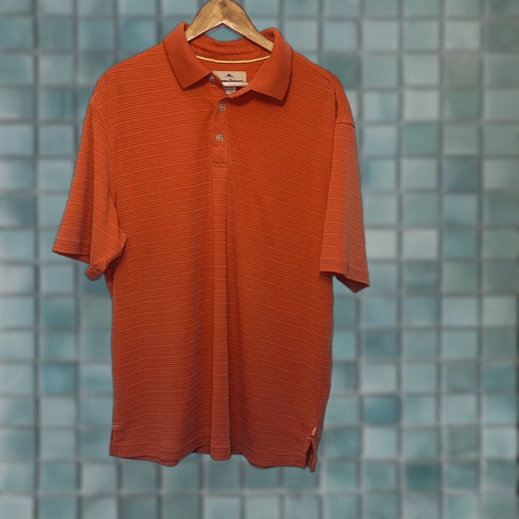 Tommy Bahama Tommy Bahama Polo Golf Shirt Mens XL Modal Stretch Light Blue Ribbed Extrafecta Orange Color 90s or 2000s? Size US XL / EU 56 / 4 - 1 Thumbnail
