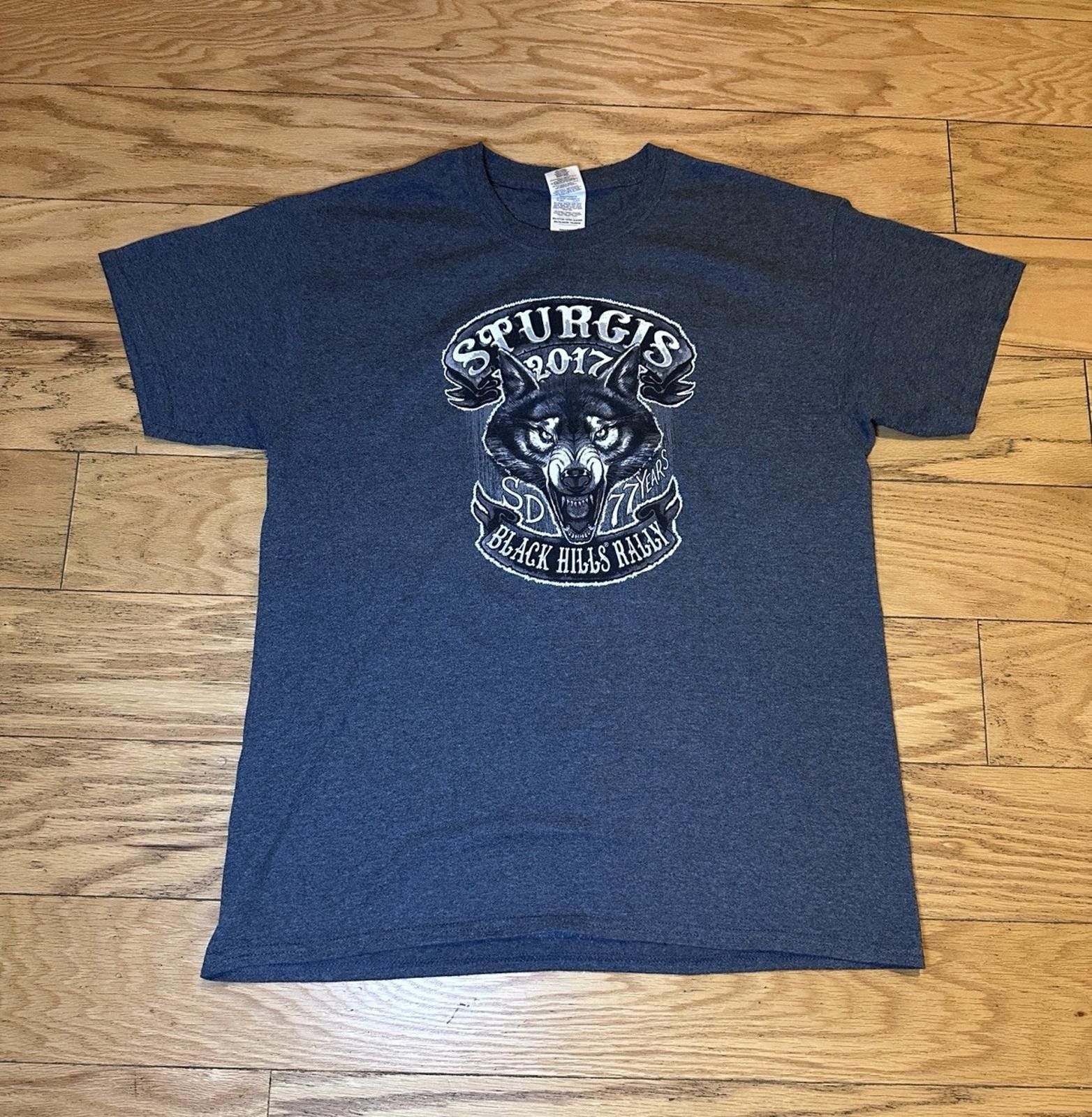 Designer Sturgis 2017 Lone Wolf Men's L Tshirt Dark Gray Biker Size US L / EU 52-54 / 3 - 2 Thumbnail
