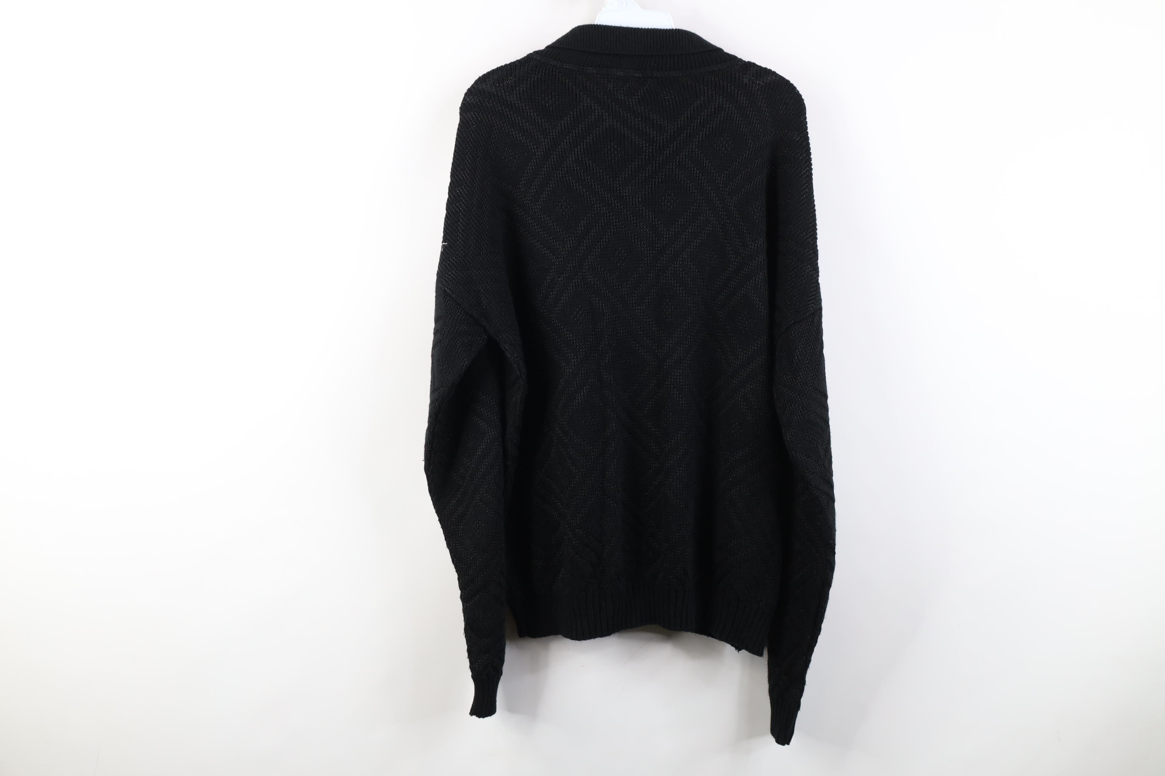 Vintage Vintage 90s Streetwear Collared Pullover Sweater Black USA Size US L / EU 52-54 / 3 - 10 Thumbnail