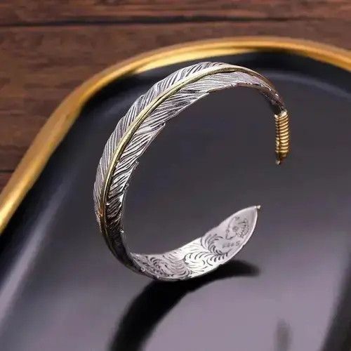 Other 10mm Silver Color Feather Cuff Bracelet Size ONE SIZE - 3 Thumbnail