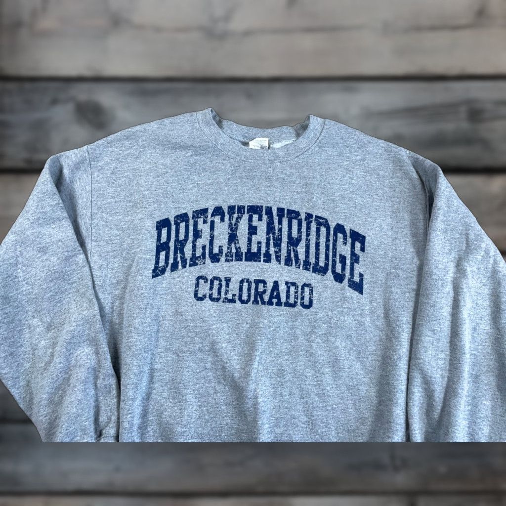 Gildan Gildan Sweatshirt Adult Medium Gray Crewneck 50/50 Breckenridge Colorado Arc Print Graphic Mens Size US M / EU 48-50 / 2 - 1 Thumbnail