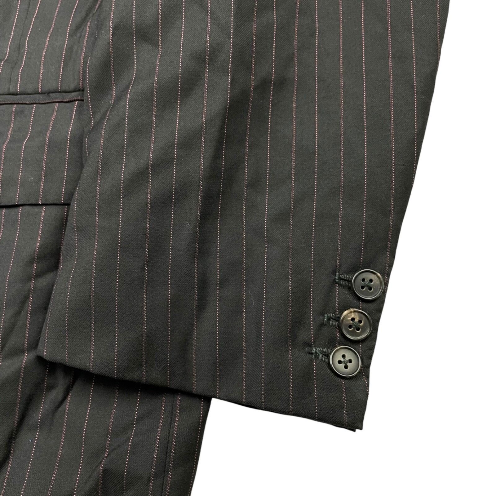 Belvest Belvest Men's 100% Wool 3-Button Suit Black/Pink Stripe • It Size 40S - 3 Thumbnail