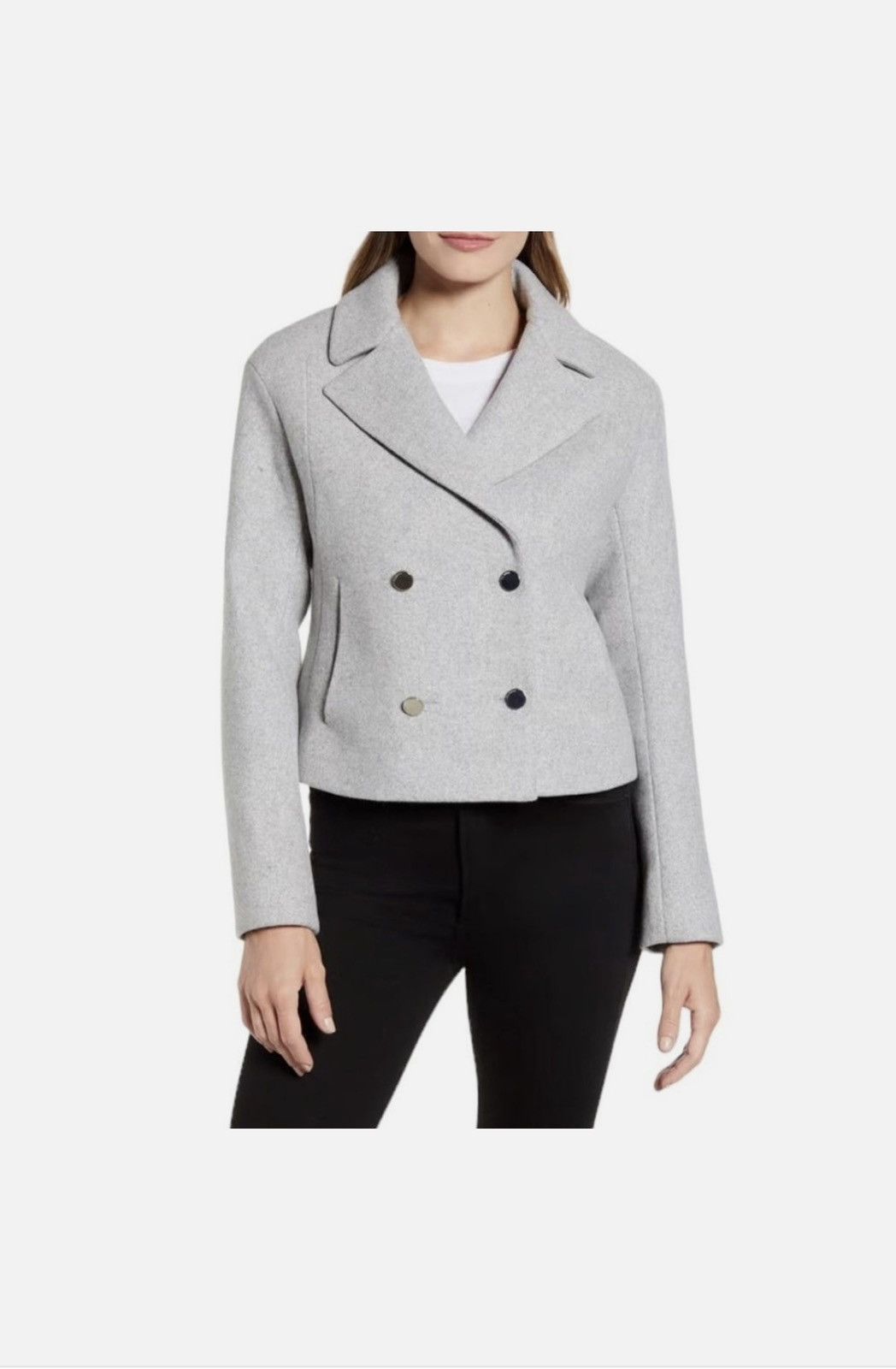 Ted Baker 2000s TED BAKER LONDON DOUBLE BREASTED CROP WOOL JACKET Size XS / US 0-2 / IT 36-38 - 1 Thumbnail
