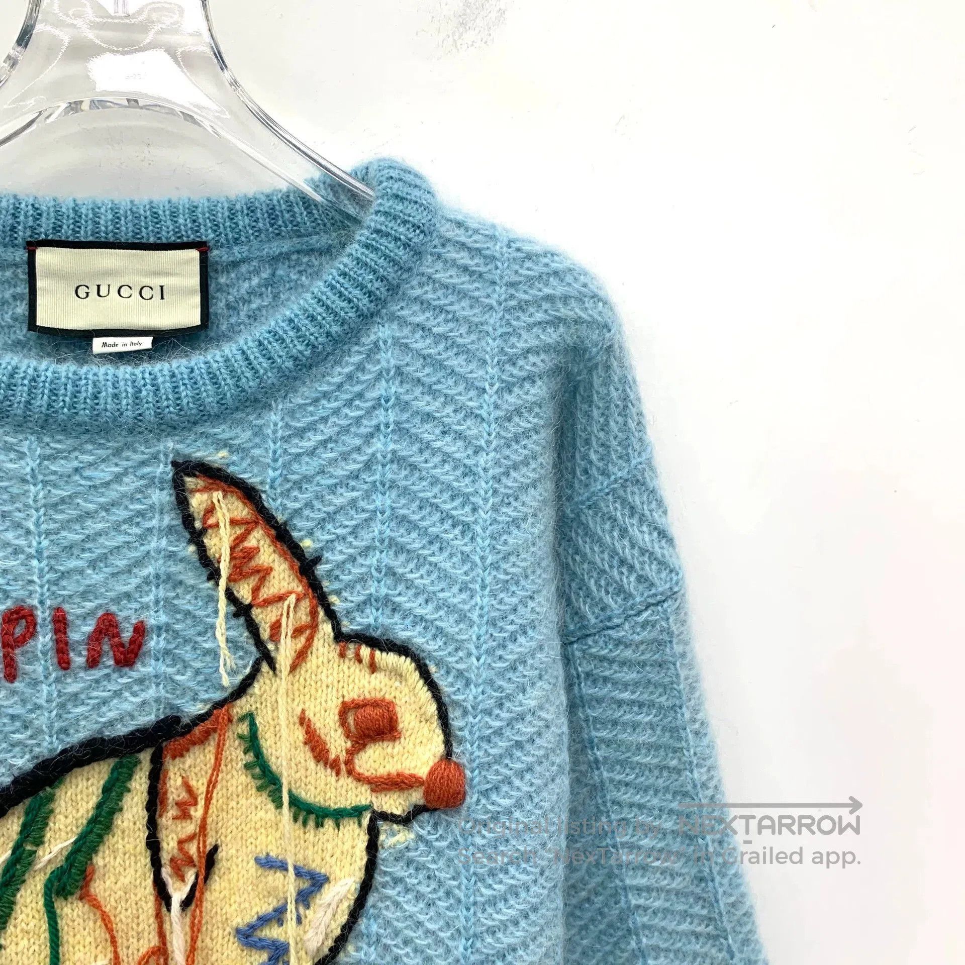 Gucci Gucci Blue Rabbit Embroidery Mohair Sweater. Size US XS / EU 42 / 0 - 3 Thumbnail