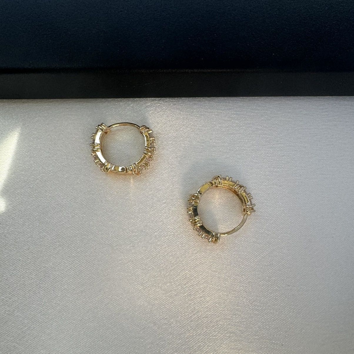 Designer 17mm CZ Small Gold Hoop Earrings for Women Size ONE SIZE - 5 Thumbnail