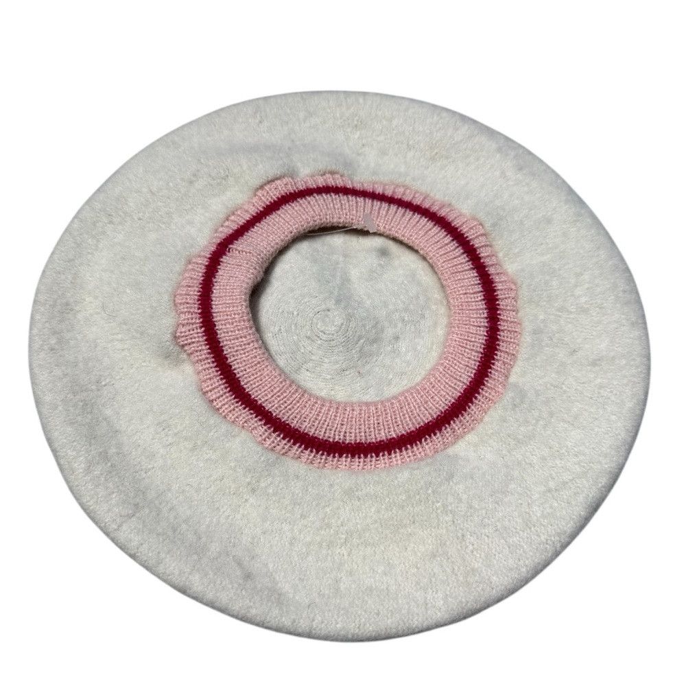 Anthropologie New Anthropologie Varsity Stripe White Wool Beret Size ONE SIZE - 3 Thumbnail