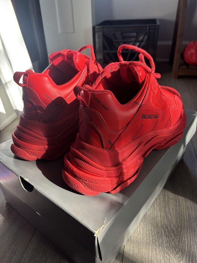 Balenciaga Triple S Sneaker 'Allover Logo - Red' Size US 12 / EU 45 - 4 Thumbnail